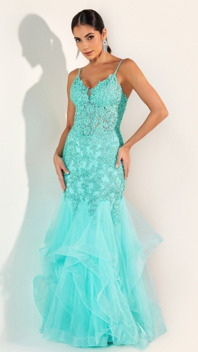 Vestido Bordado Modelo Aquamarine - Cecilia Dresses